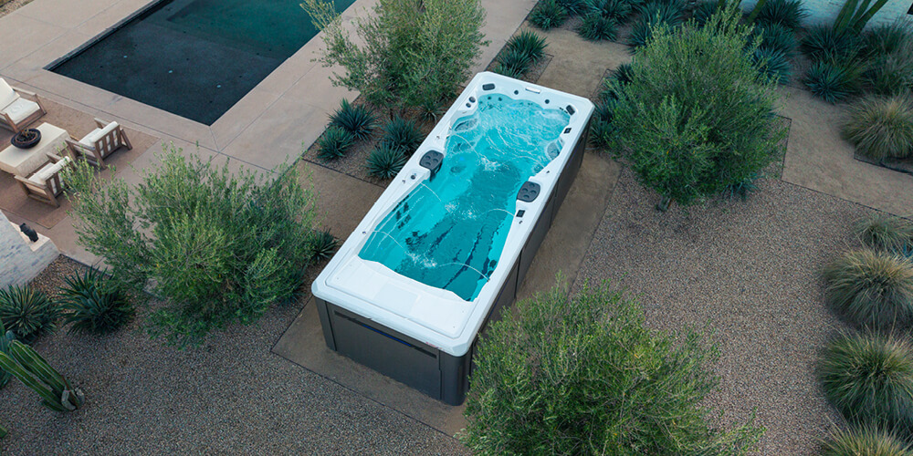 Fotografía tomada con un dron de un spa de natación Michael Phelps Signature.