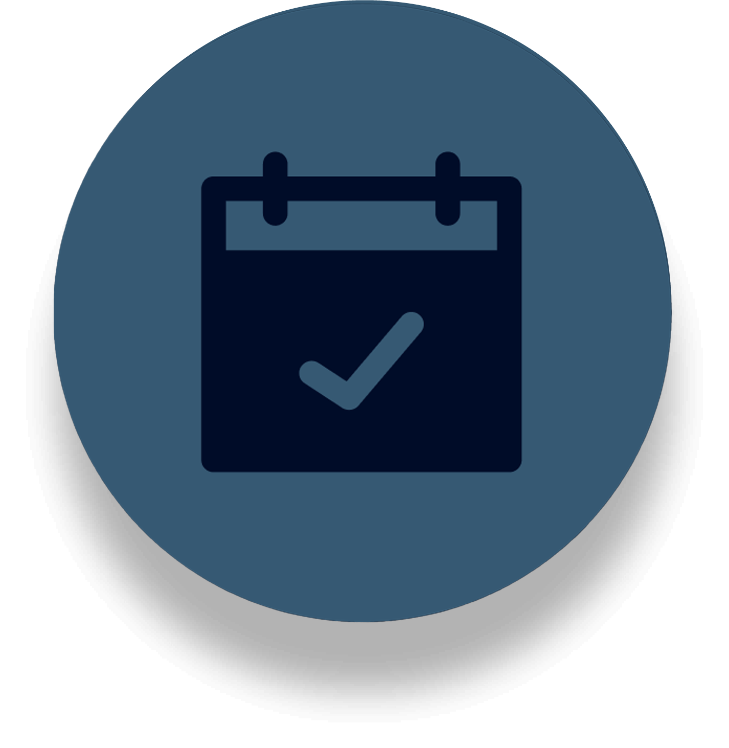 Icono de calendario con una marca de verificación en una página.