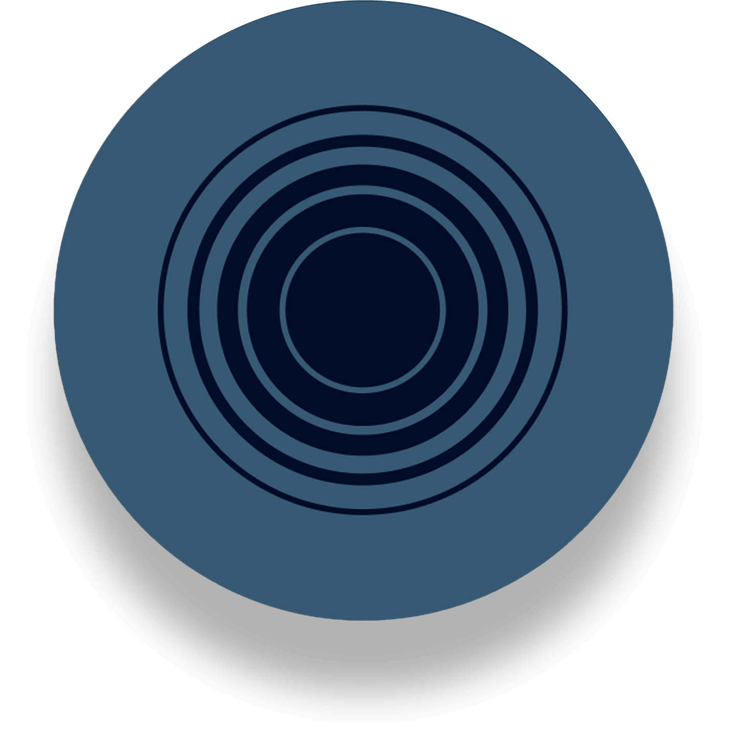 Círculos que se extienden desde el punto central de un círculo más grande.